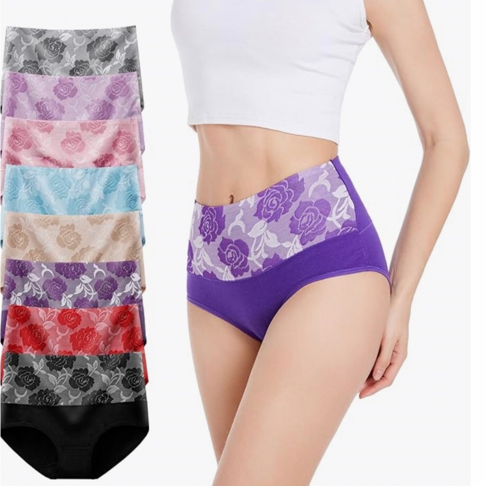 (NEW 8 Pk) Women’s High Waist Full Coverage Cotton Underwear